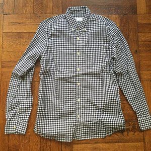 Navy Gingham Lived-In Stretch Poplin Shirt In Standard Fit